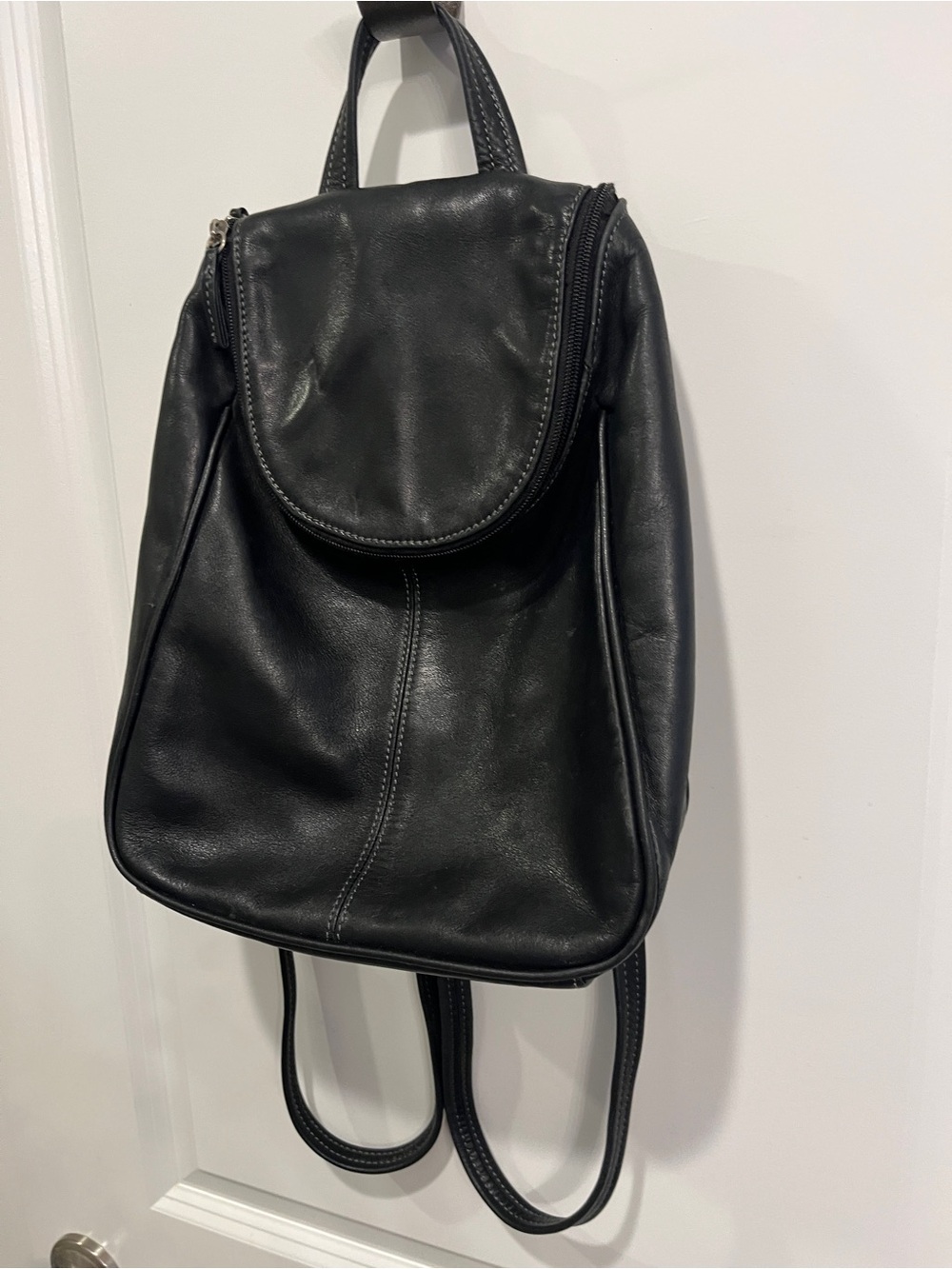 Tignanello Black Leather Backpack Vintage